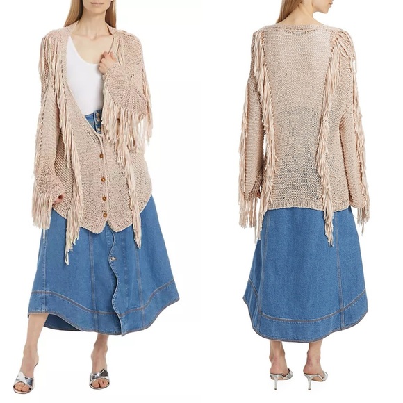 FARM Rio Sand Striped Fringe Knit Cardigan - Picture 15 of 15